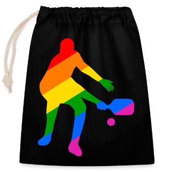 Gay Pride Pickleball - Sac cadeau en coton avec cordon (25 x 30 cm) - noir - Devant