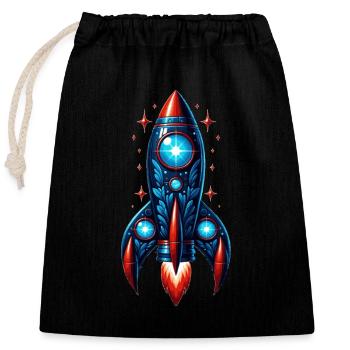 L’homme-fusée dans l’espace - Sac cadeau en coton avec cordon (25 x 30 cm) - noir - Devant