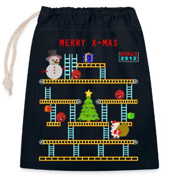 Weihnachten-x-mas-Gute alte zeit 2 Remastert - Verschließbarer Geschenkbeutel aus Baumwolle (25x30cm) - Navy - Vorne