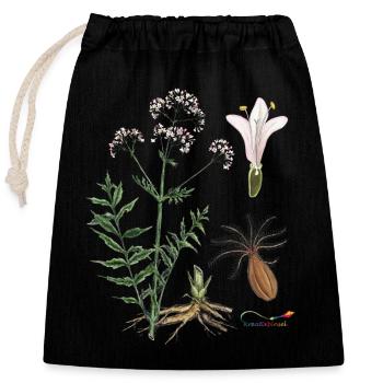Baldrian (Valeriana officinalis) - Verschließbarer Geschenkbeutel aus Baumwolle (25x30cm) - Schwarz - Vorne