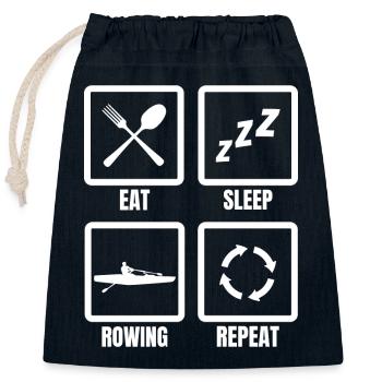 Manger, dormir, ramer, répéter - Sac cadeau en coton avec cordon (25 x 30 cm) - bleu marine - Devant