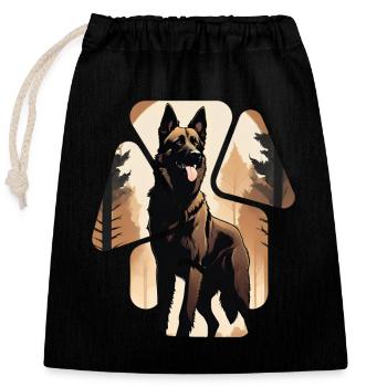Doberman Dog - Closable cotton gift bag (25x30cm) - black - Front