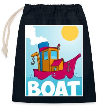 Cartoon-Bild eines lustigen Schleppers - Verschließbarer Geschenkbeutel aus Baumwolle (25x30cm) - Navy - Vorne