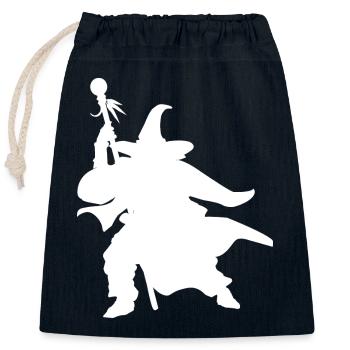 Fantasy Rollenspiel - Magier Silhouetten Design - Verschließbarer Geschenkbeutel aus Baumwolle (25x30cm) - Navy - Vorne