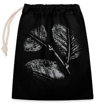 Leaves Pattern - Closable cotton gift bag (25x30cm) - black - Front