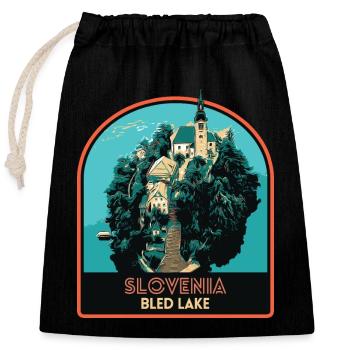 Entdecken Sie die Pracht von Bled in Slowenien - Verschließbarer Geschenkbeutel aus Baumwolle (25x30cm) - Schwarz - Vorne