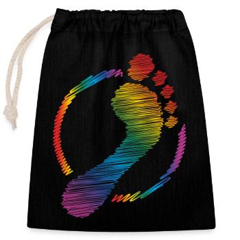 rainbow footprint rainbow footprint - Closable cotton gift bag (25x30cm) - black - Front