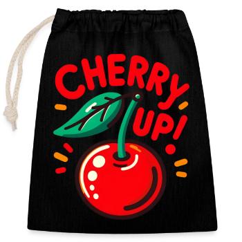 Cherry Up - Closable cotton gift bag (25x30cm) - black - Front