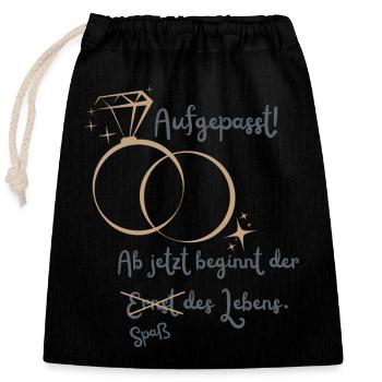 Hochzeit Verlobt Junggesellinnenabschied - Verschließbarer Geschenkbeutel aus Baumwolle (25x30cm) - Schwarz - Vorne
