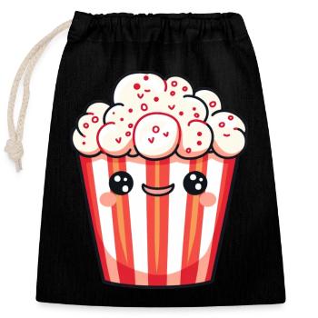 Popcorn Cartoon Stil - Verschließbarer Geschenkbeutel aus Baumwolle (25x30cm) - Schwarz - Vorne