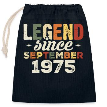 Legendär seit September 1975 Geburtstag September - Verschließbarer Geschenkbeutel aus Baumwolle (25x30cm) - Navy - Vorne