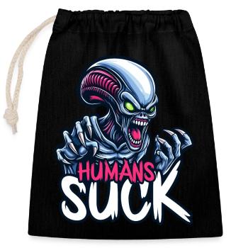 Humans Suck - Closable cotton gift bag (25x30cm) - black - Front