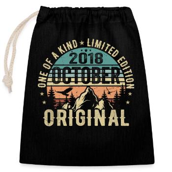 Octobre 2018 Cadeau d’anniversaire - Octobre 2018 - Sac cadeau en coton avec cordon (25 x 30 cm) - noir - Devant