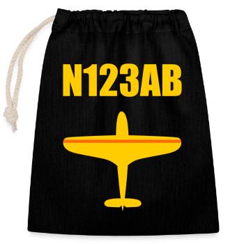 Aviation sur mesure - Avion - Vol - Pilote - Sac cadeau en coton avec cordon (25 x 30 cm) - noir - Devant