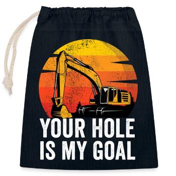 Excavator Construction Worker - Closable cotton gift bag (25x30cm) - navy - Front