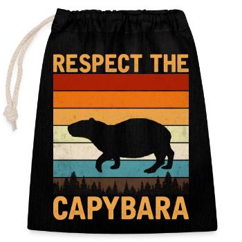 Capybara - Closable cotton gift bag (25x30cm) - black - Front