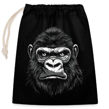 Gorilla Portrait Wildlife Wildlife Jungle Monkey - Closable cotton gift bag (25x30cm) - black - Front