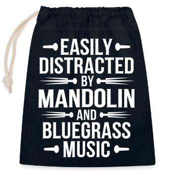 Mandolin and bluegrass love - Closable cotton gift bag (25x30cm) - navy - Front