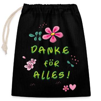 Thanks for everything - Closable cotton gift bag (25x30cm) - black - Front