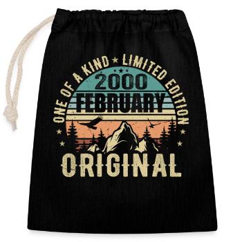 25th Birthday Original Year February 2000 - Closable cotton gift bag (25x30cm) - black - Front