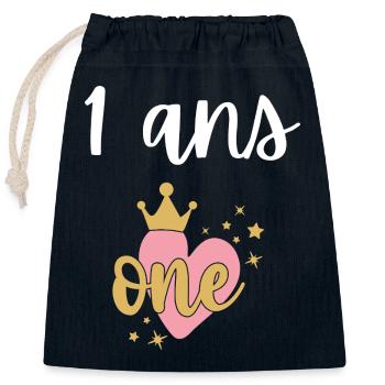 1. 1 Jahr. 1. JUBILÄUM. 1-JÄHRIGES JUBILÄUM. ANNI - Verschließbarer Geschenkbeutel aus Baumwolle (25x30cm) - Navy - Vorne