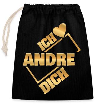 Andre - Sac cadeau en coton avec cordon (25 x 30 cm) - noir - Devant