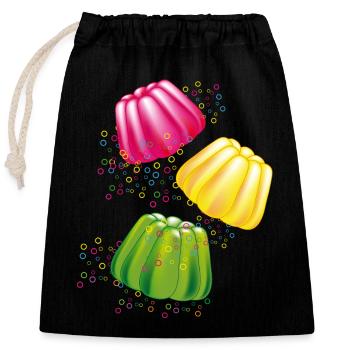 Colourful dishes of the gods dessert motif with retro charm - Closable cotton gift bag (25x30cm) - black - Front