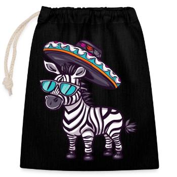 Zebra Comic Lustig Sombrero - Verschließbarer Geschenkbeutel aus Baumwolle (25x30cm) - Schwarz - Vorne