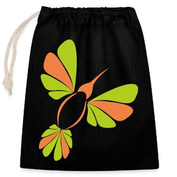 Kolibri_002 - Closable cotton gift bag (25x30cm) - black - Front