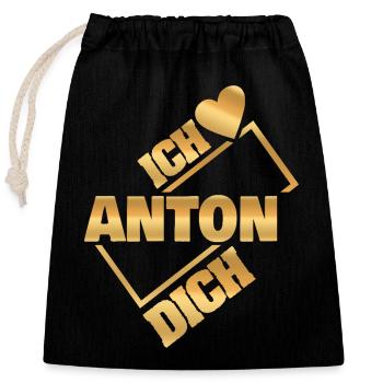 Anton en couple - Sac cadeau en coton avec cordon (25 x 30 cm) - noir - Devant