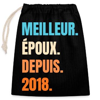 Best Husband Since 2018 Gift Husband - Closable cotton gift bag (25x30cm) - black - Front