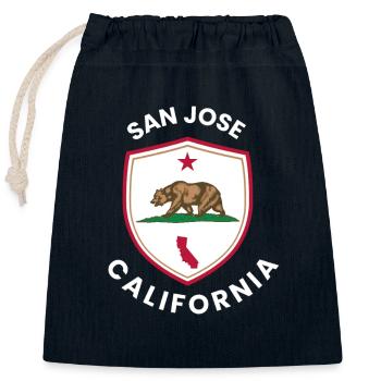 San Jose Shield Bear Emblem - Closable cotton gift bag (25x30cm) - navy - Front