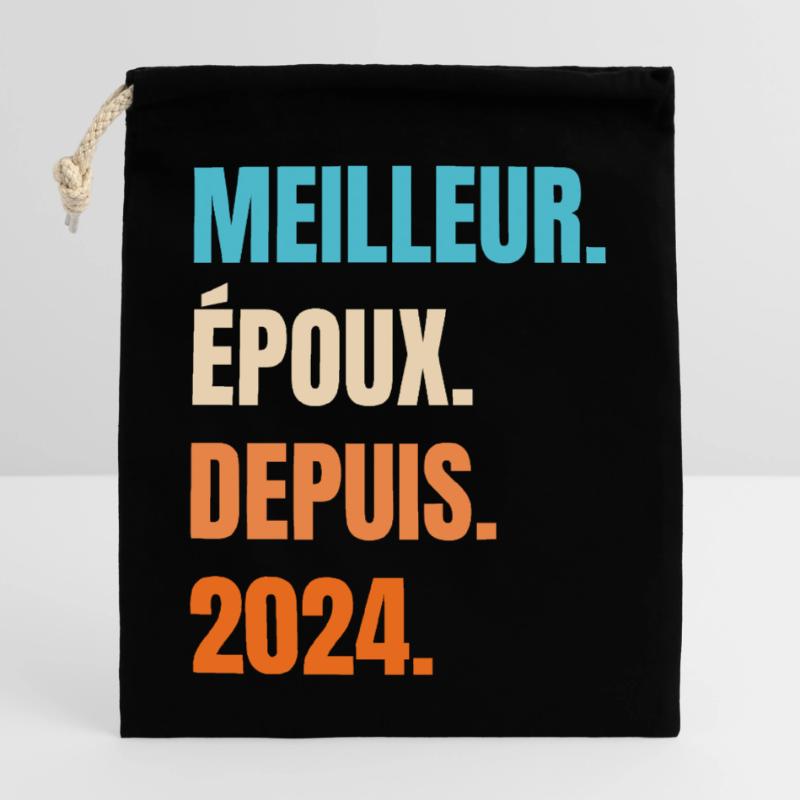 Bester Ehemann seit 2024 Geschenk-Ehemann Verschließbarer Geschenkbeutel aus Baumwolle (25x30cm)