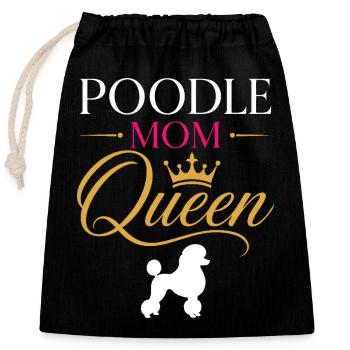 Pudel-Mama Königin-Kronen-Schrift - Verschließbarer Geschenkbeutel aus Baumwolle (25x30cm) - Schwarz - Vorne