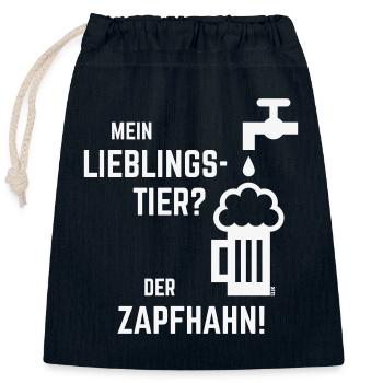 XMein Lieblingstier? (Spruch / White) - Verschließbarer Geschenkbeutel aus Baumwolle (25x30cm) - Navy - Vorne