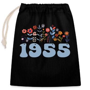 1955 Motif floral 1955 Thème floral Fleurs 1955 - Sac cadeau en coton avec cordon (25 x 30 cm) - noir - Devant