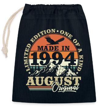 Août 1994 Vintage Rétro Anniversaire Vintage - Sac cadeau en coton avec cordon (25 x 30 cm) - bleu marine - Devant