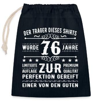 76 Jahre Geschenkidee zum 76 - Geburtstag - Verschließbarer Geschenkbeutel aus Baumwolle (25x30cm) - Navy - Vorne