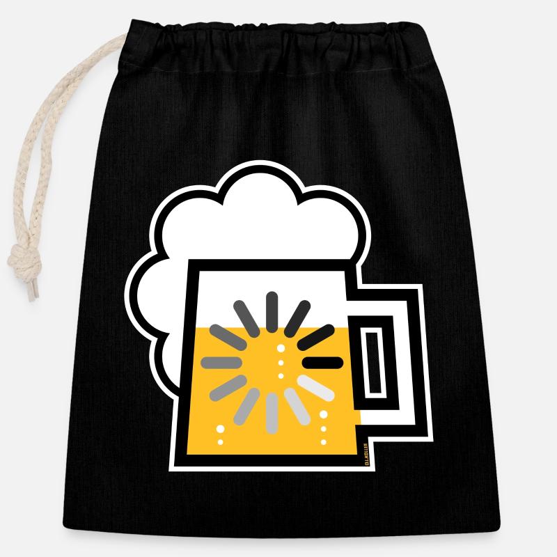 Beer Loading (Drinking In Progress / | ) - Closable cotton gift bag (25x30cm) - black