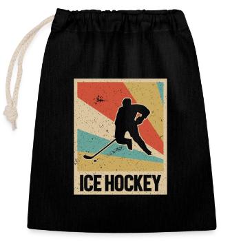 Eishockey Spieler Eishockeyspieler Trainer Retro - Verschließbarer Geschenkbeutel aus Baumwolle (25x30cm) - Schwarz - Vorne