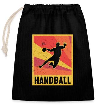 Handballer Handball Spieler Trainer Retro - Verschließbarer Geschenkbeutel aus Baumwolle (25x30cm) - Schwarz - Vorne