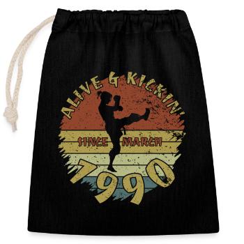 35. Geburtstag Vivant depuis 03/1990 - Sac cadeau en coton avec cordon (25 x 30 cm) - noir - Devant
