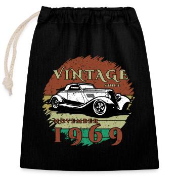 55. Geburtstag - Klassiker - Vintage since 11/1969 - Verschließbarer Geschenkbeutel aus Baumwolle (25x30cm) - Schwarz - Vorne