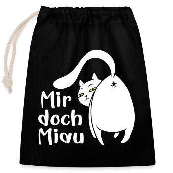 Katze lustig Miau egal lustige Sprüche Haustier - Verschließbarer Geschenkbeutel aus Baumwolle (25x30cm) - Schwarz - Vorne