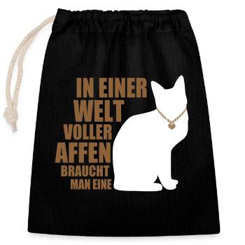 Katze Katzen Kätzchen Kater Haustier Geschenk - Verschließbarer Geschenkbeutel aus Baumwolle (25x30cm) - Schwarz - Vorne