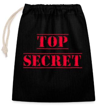 Top Secret - Sac cadeau en coton avec cordon (25 x 30 cm) - noir - Devant
