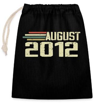 Geboren August 2012 Jubiläum August 2012 Jahrgang - Verschließbarer Geschenkbeutel aus Baumwolle (25x30cm) - Schwarz - Vorne