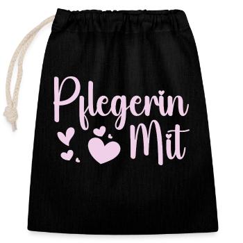 Pflegerin - Herz Symbol - Pflegefachfrau - DANKE - Verschließbarer Geschenkbeutel aus Baumwolle (25x30cm) - Schwarz - Vorne