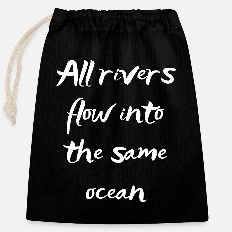 All rivers flow into the same ocean - Closable cotton gift bag (25x30cm) - black