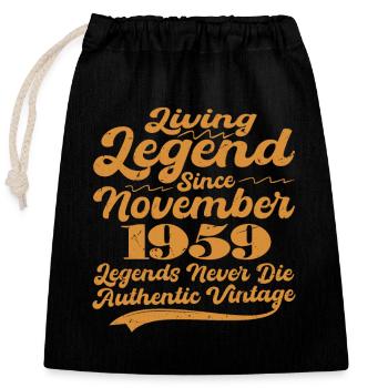 Es war einmal eine Legende. November 1959 Geburts - Verschließbarer Geschenkbeutel aus Baumwolle (25x30cm) - Schwarz - Vorne
